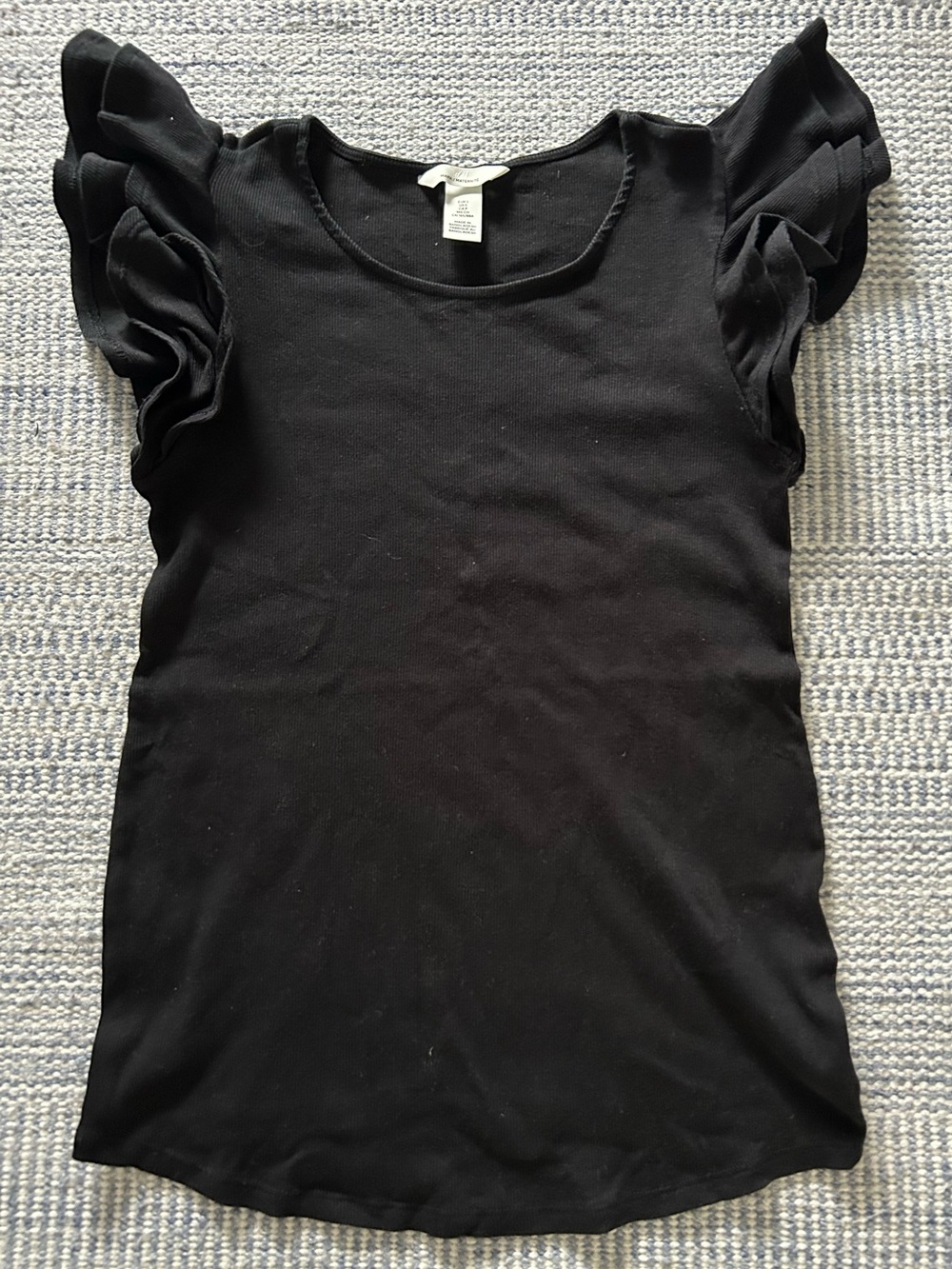 H&M Mama Maternity Black Ruffle Sleeve Tank Top